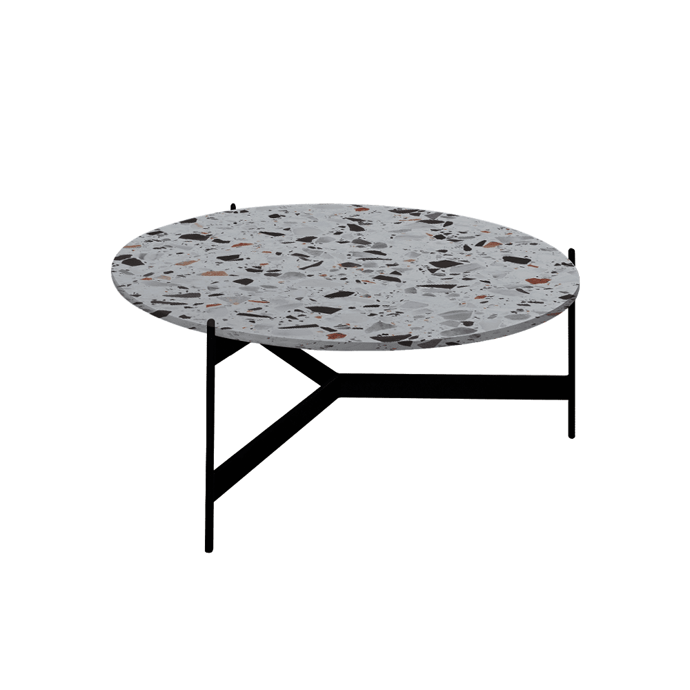 Mix & Match Round Marble Coffee Table with Black Y-shaped Metal Base