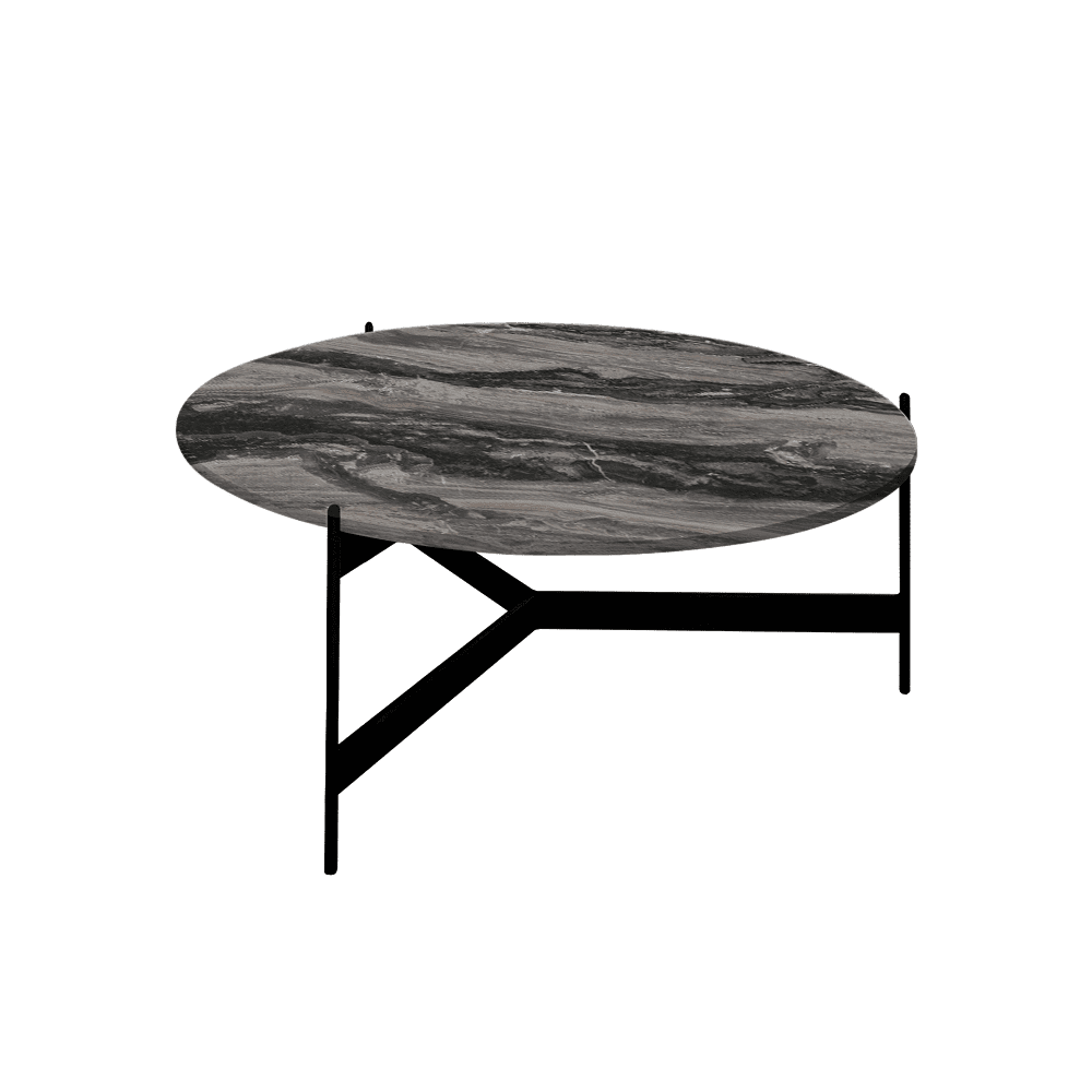 Mix & Match Round Marble Coffee Table with Black Y-shaped Metal Base