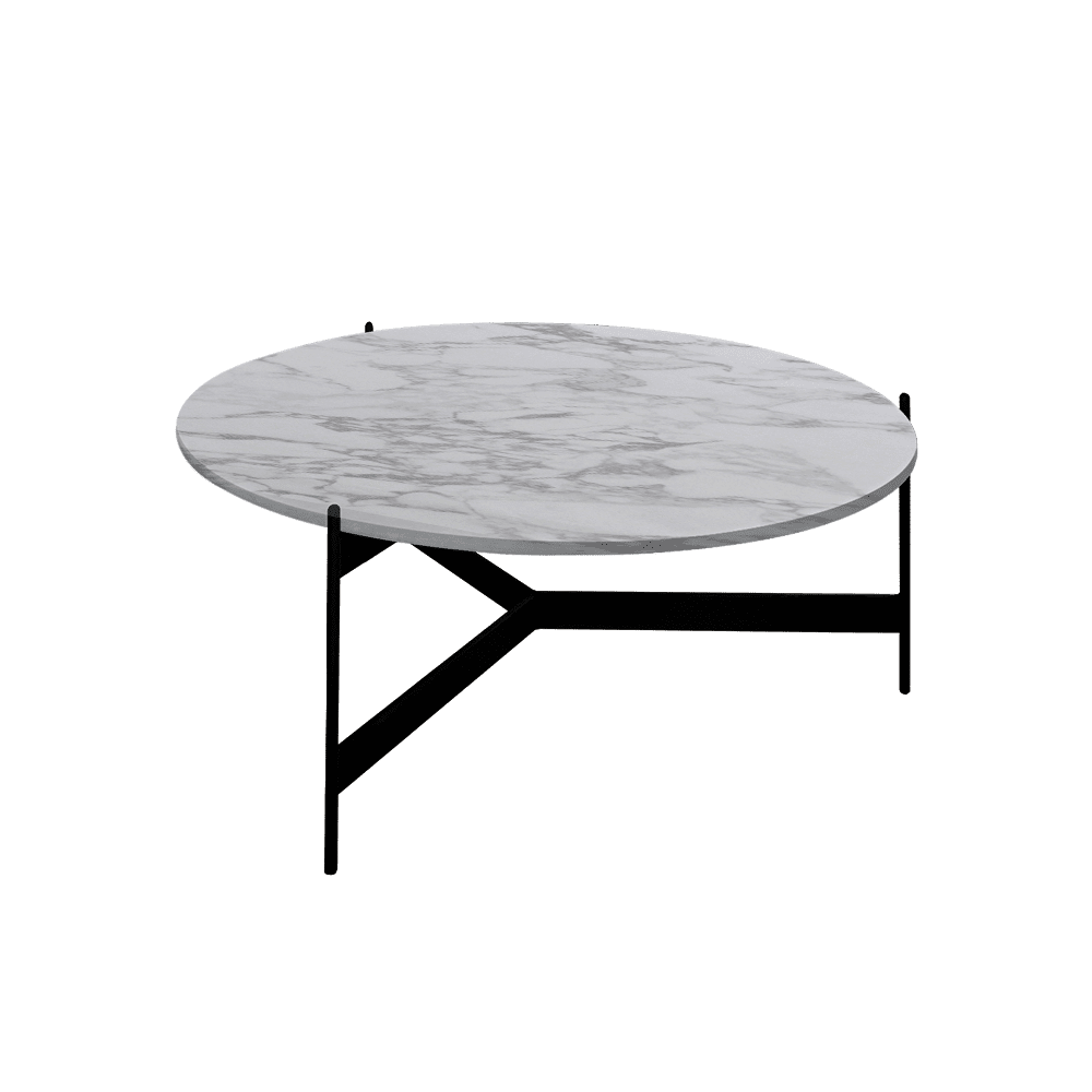Mix & Match Round Marble Coffee Table with Black Y-shaped Metal Base