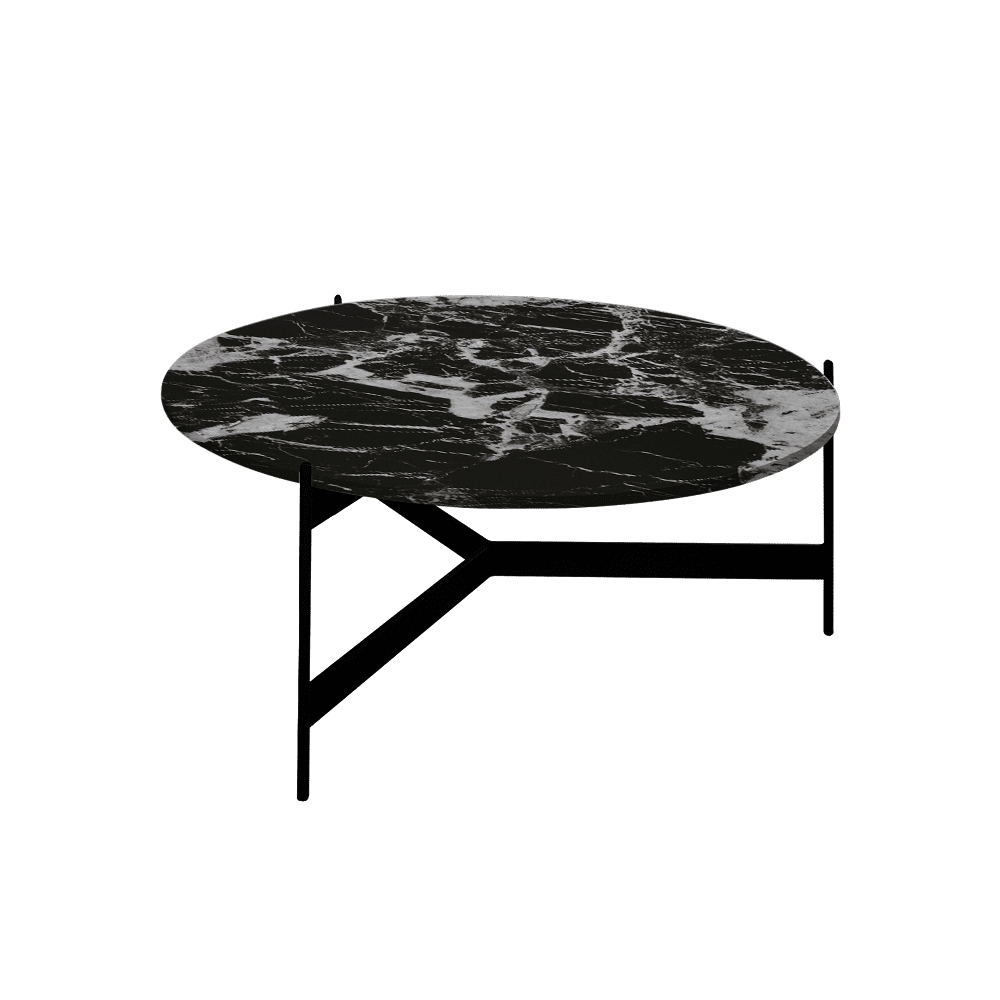 Mix & Match Round Marble Coffee Table with Black Y-shaped Metal Base