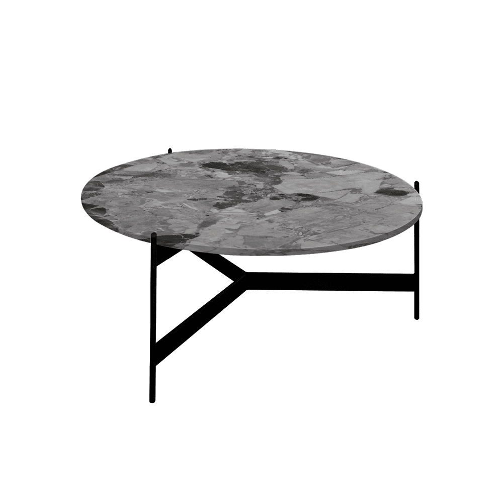 Mix & Match Round Marble Coffee Table with Black Y-shaped Metal Base