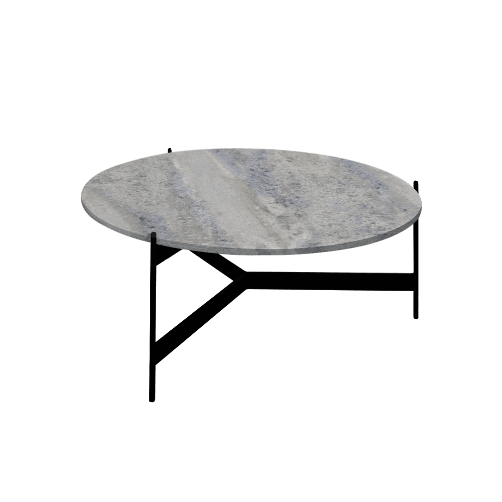 Mix & Match Round Marble Coffee Table with Black Y-shaped Metal Base