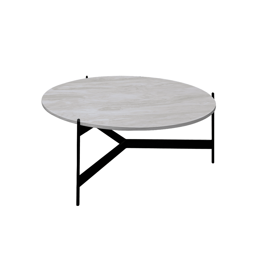 Mix & Match Round Marble Coffee Table with Black Y-shaped Metal Base