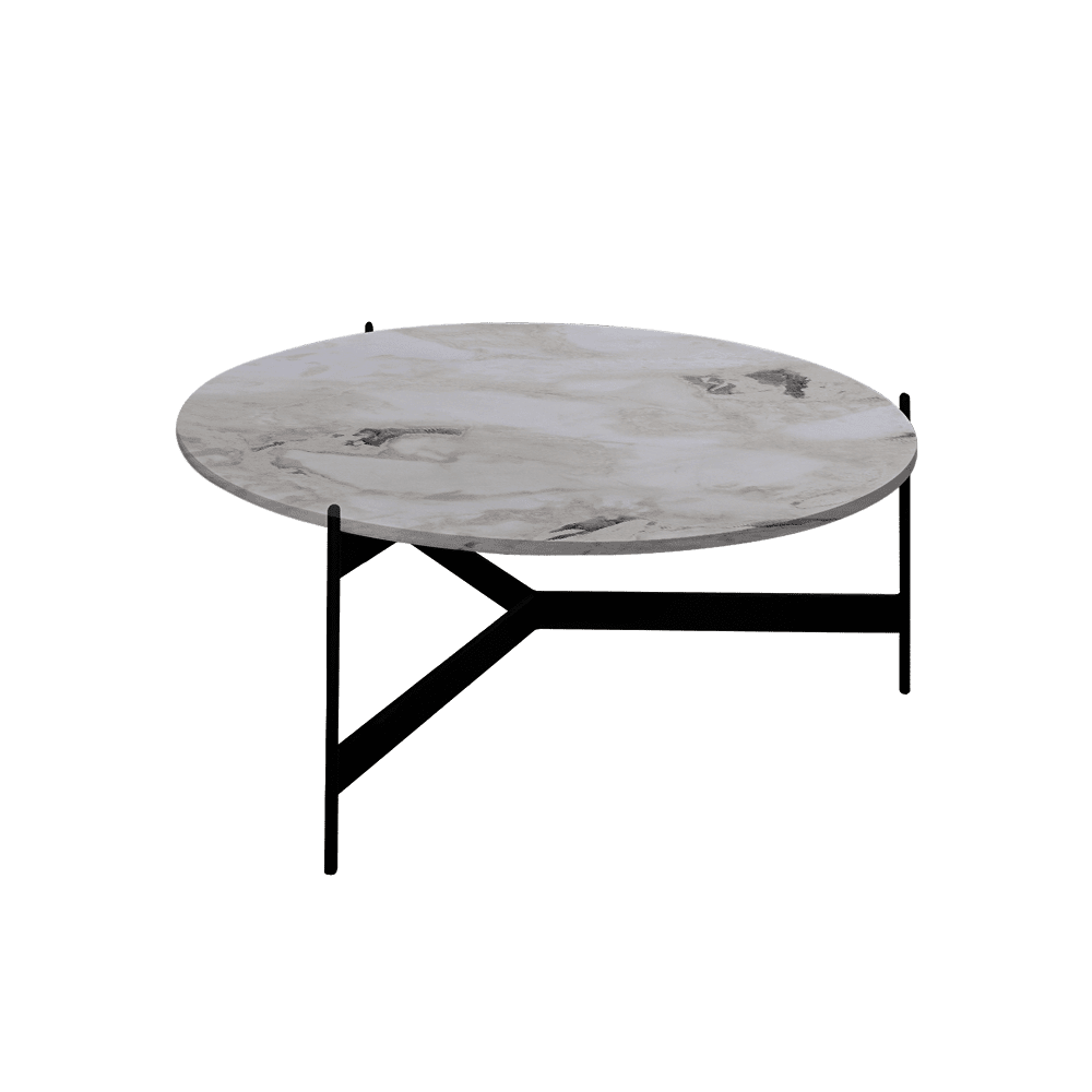 Mix & Match Round Marble Coffee Table with Black Y-shaped Metal Base