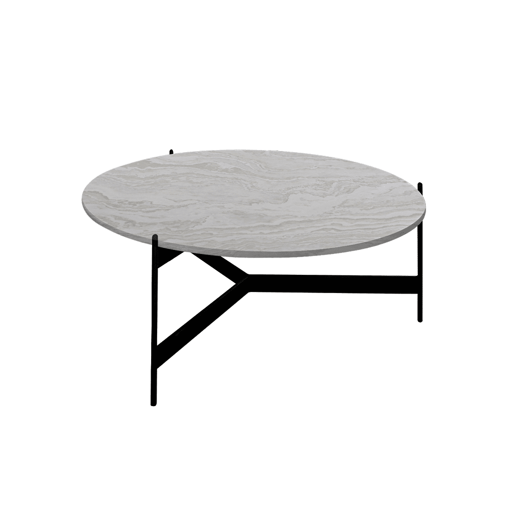 Mix & Match Round Marble Coffee Table with Black Y-shaped Metal Base