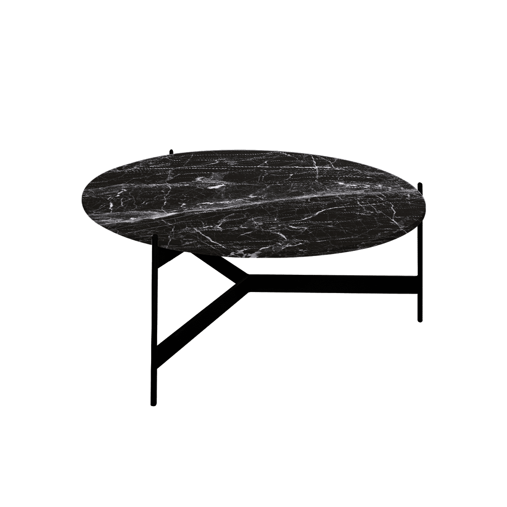 Mix & Match Round Marble Coffee Table with Black Y-shaped Metal Base