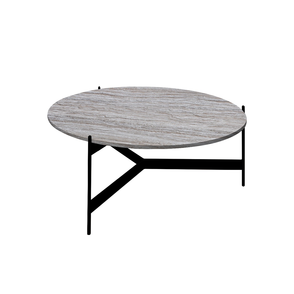 Mix & Match Round Marble Coffee Table with Black Y-shaped Metal Base