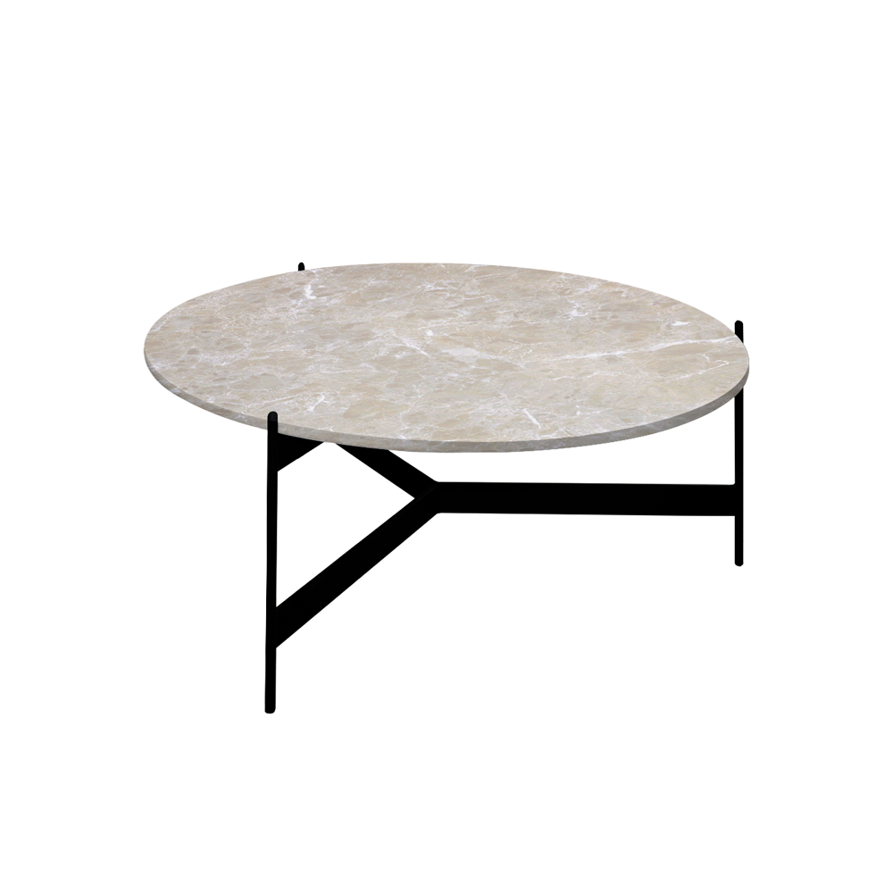 Mix & Match Round Marble Coffee Table with Black Y-shaped Metal Base