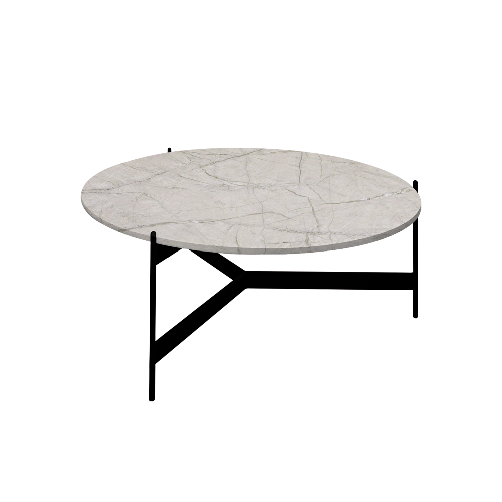 Mix & Match Round Marble Coffee Table with Black Y-shaped Metal Base