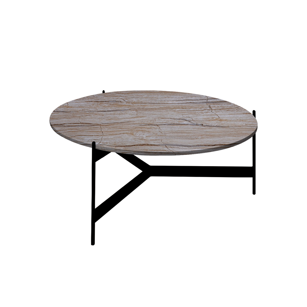 Mix & Match Round Marble Coffee Table with Black Y-shaped Metal Base