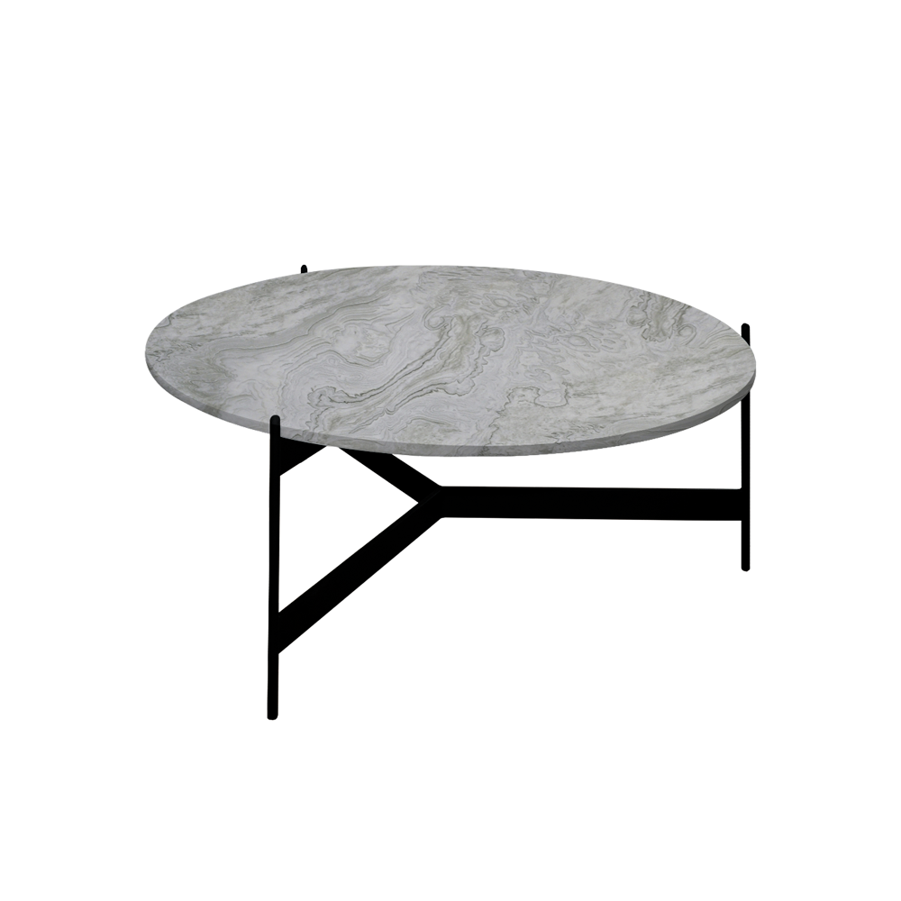 Mix & Match Round Marble Coffee Table with Black Y-shaped Metal Base