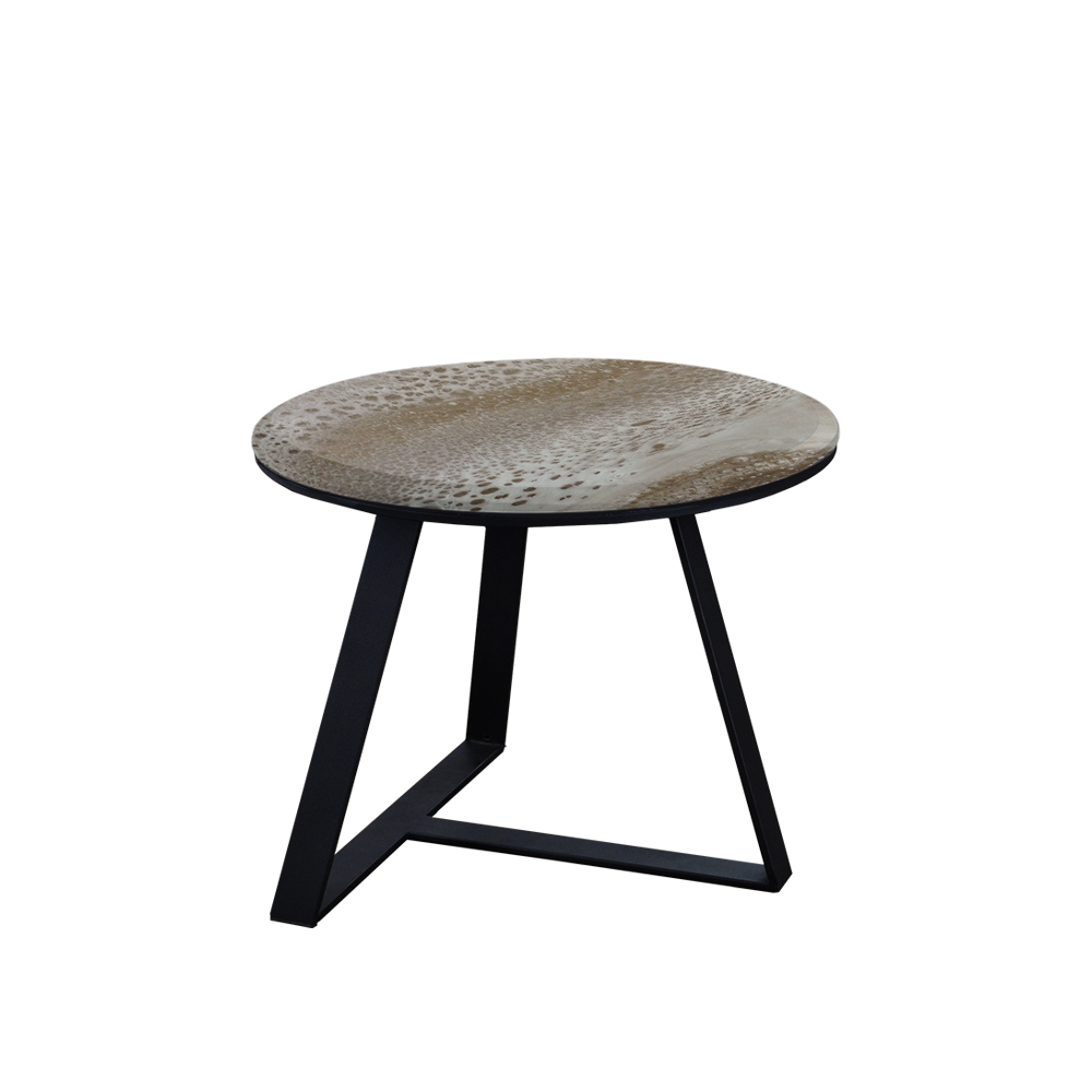 Mix & Match Round Marble Side Table with Black T-shaped Metal Base