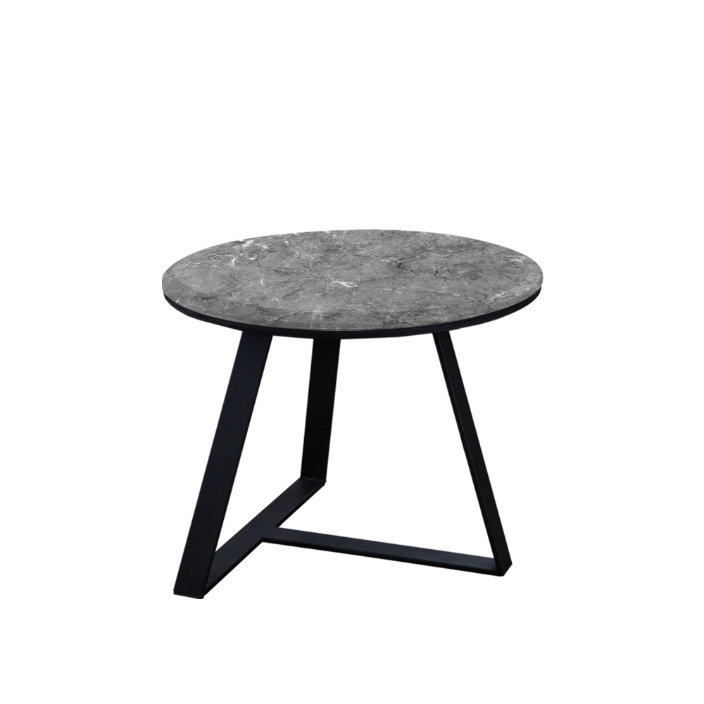 Mix & Match Round Marble Side Table with Black T-shaped Metal Base