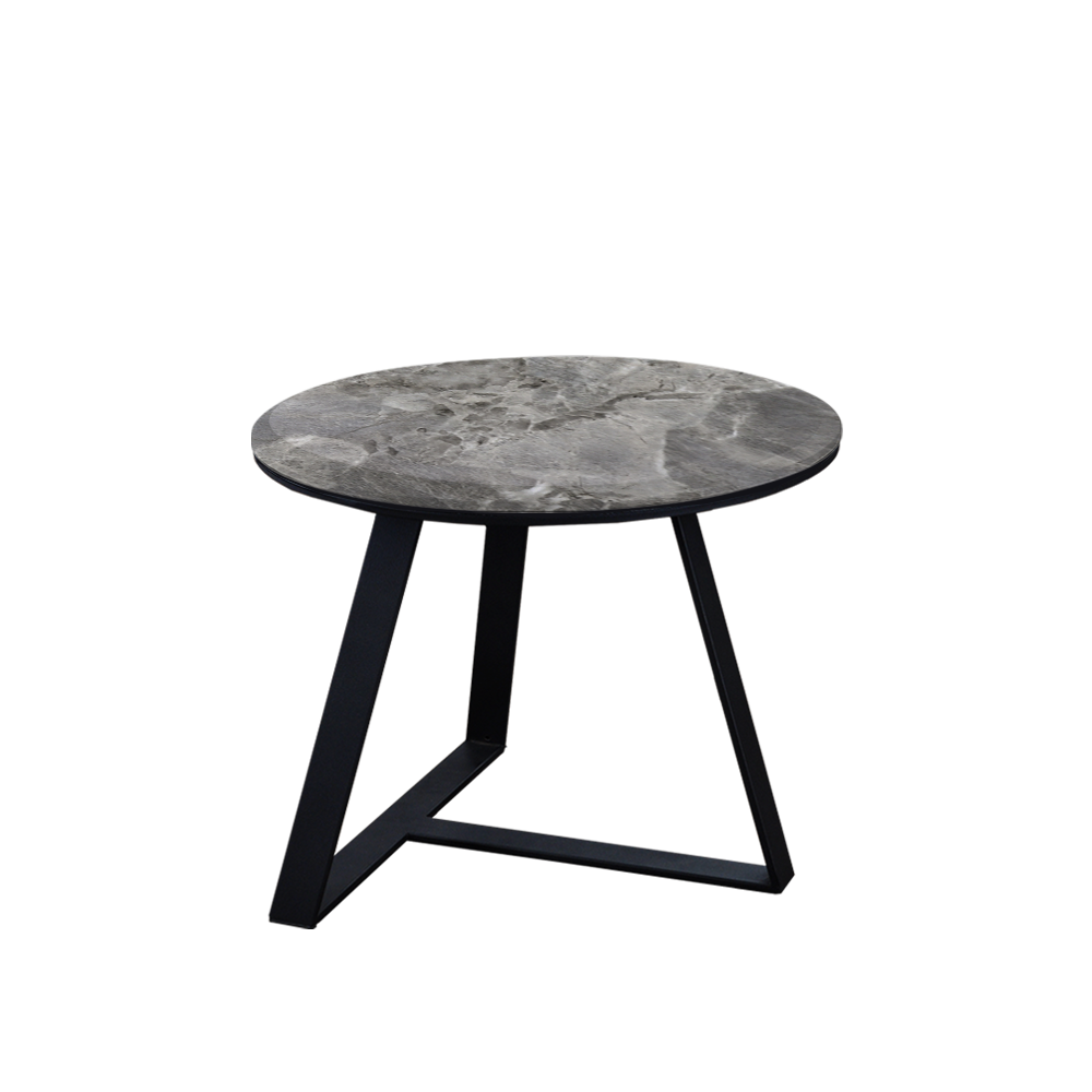 Mix & Match Round Marble Side Table with Black T-shaped Metal Base