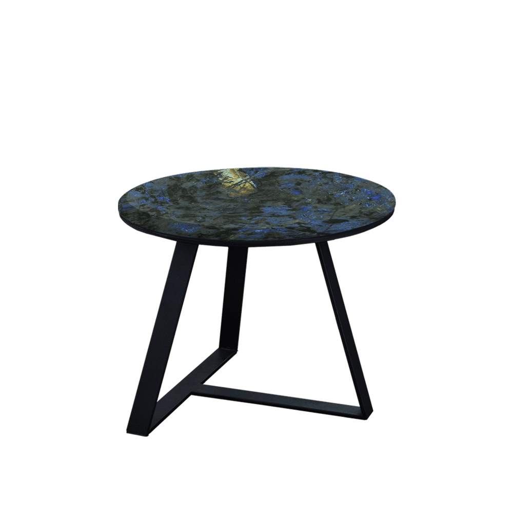 Mix & Match Round Marble Side Table with Black T-shaped Metal Base
