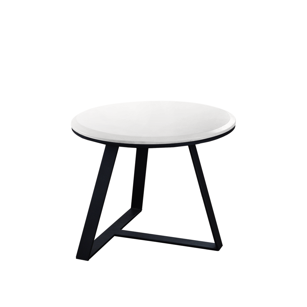 Mix & Match Round Marble Side Table with Black T-shaped Metal Base