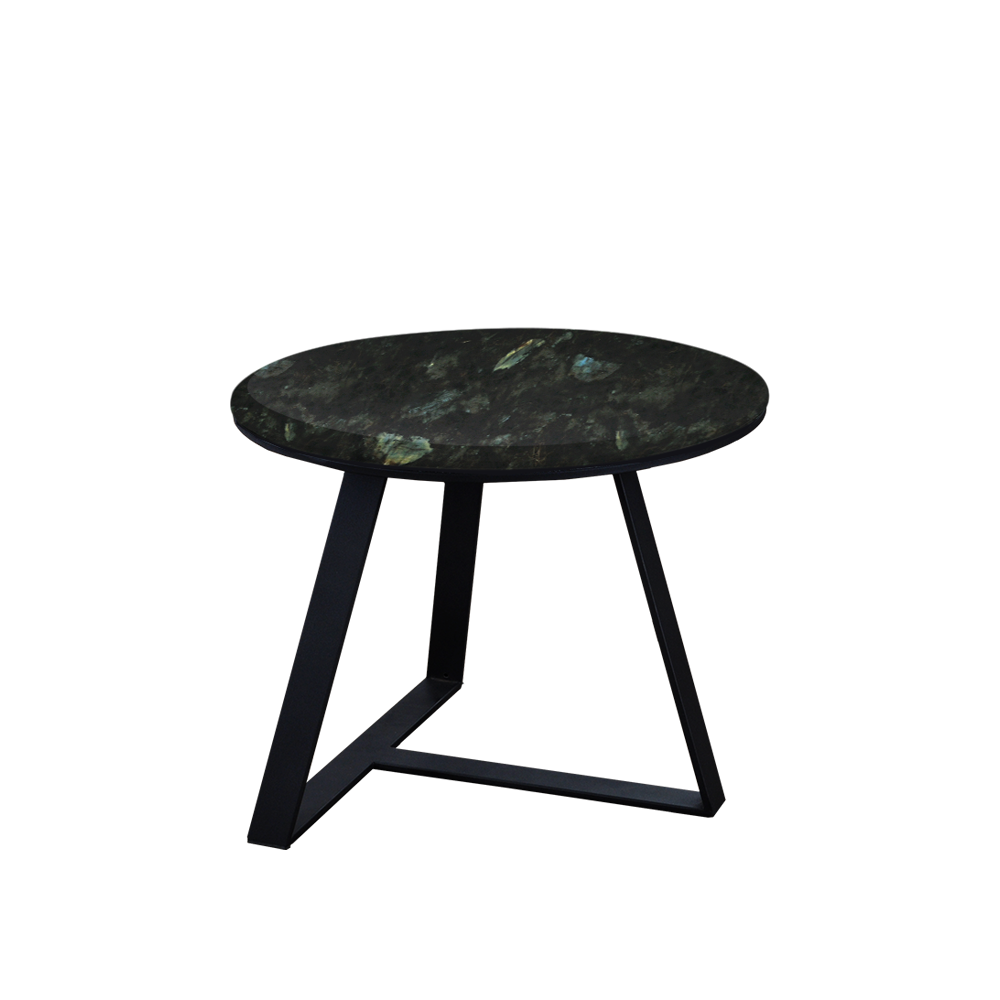Mix & Match Round Marble Side Table with Black T-shaped Metal Base