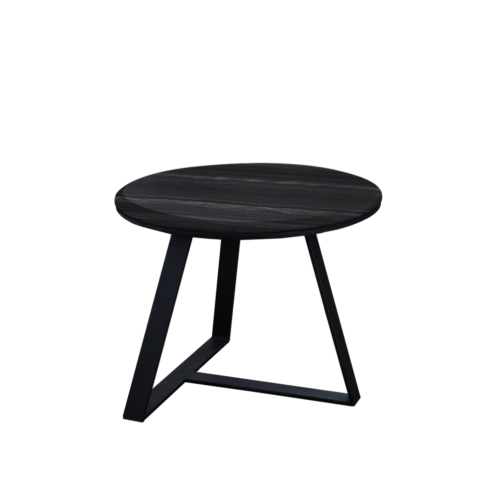 Mix & Match Round Marble Side Table with Black T-shaped Metal Base