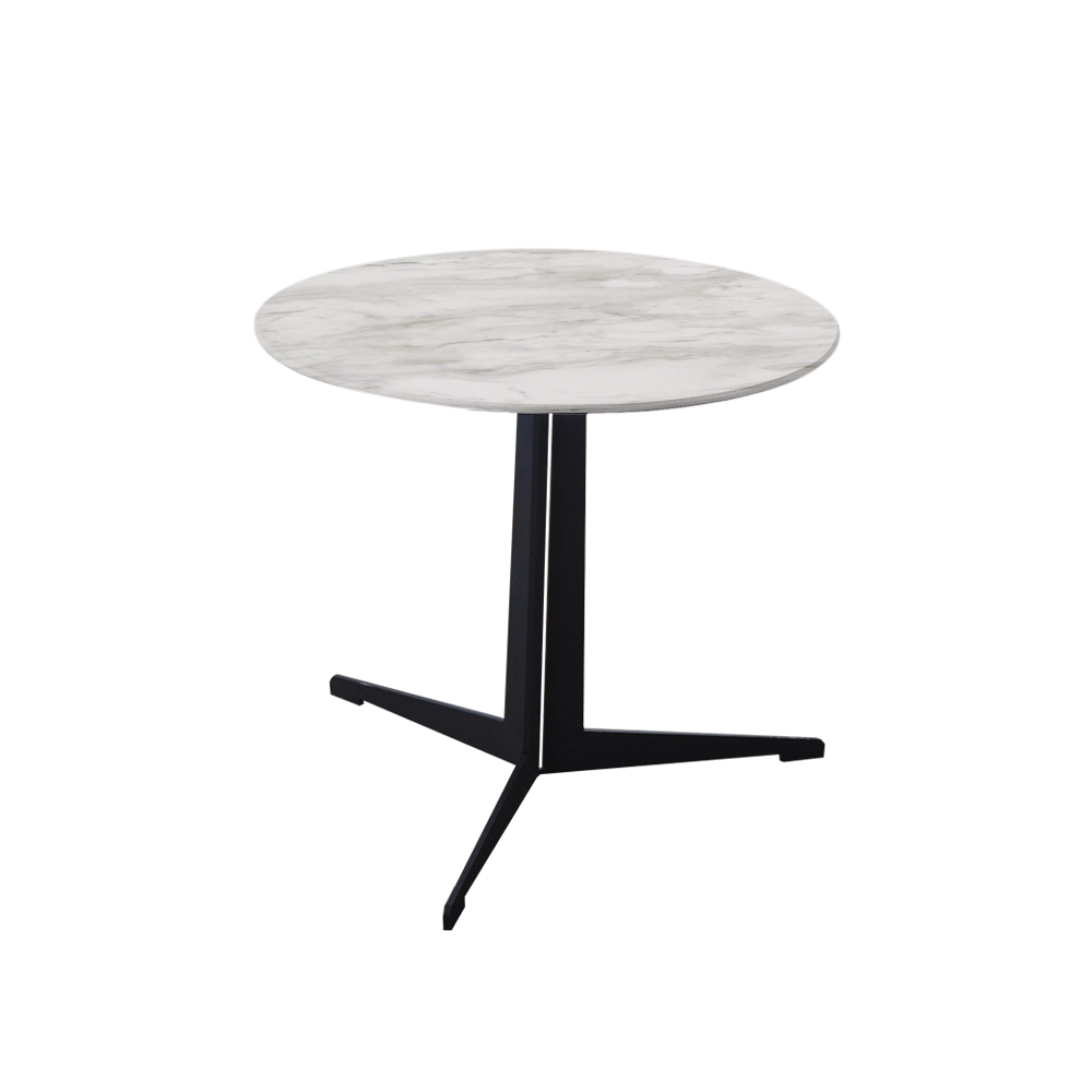 Mix & Match Round Marble Side Table with Black Tree-shaped Metal Base