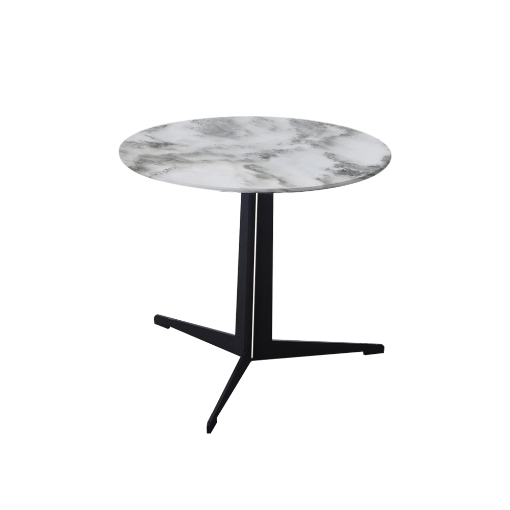 Mix & Match Round Marble Side Table with Black Tree-shaped Metal Base