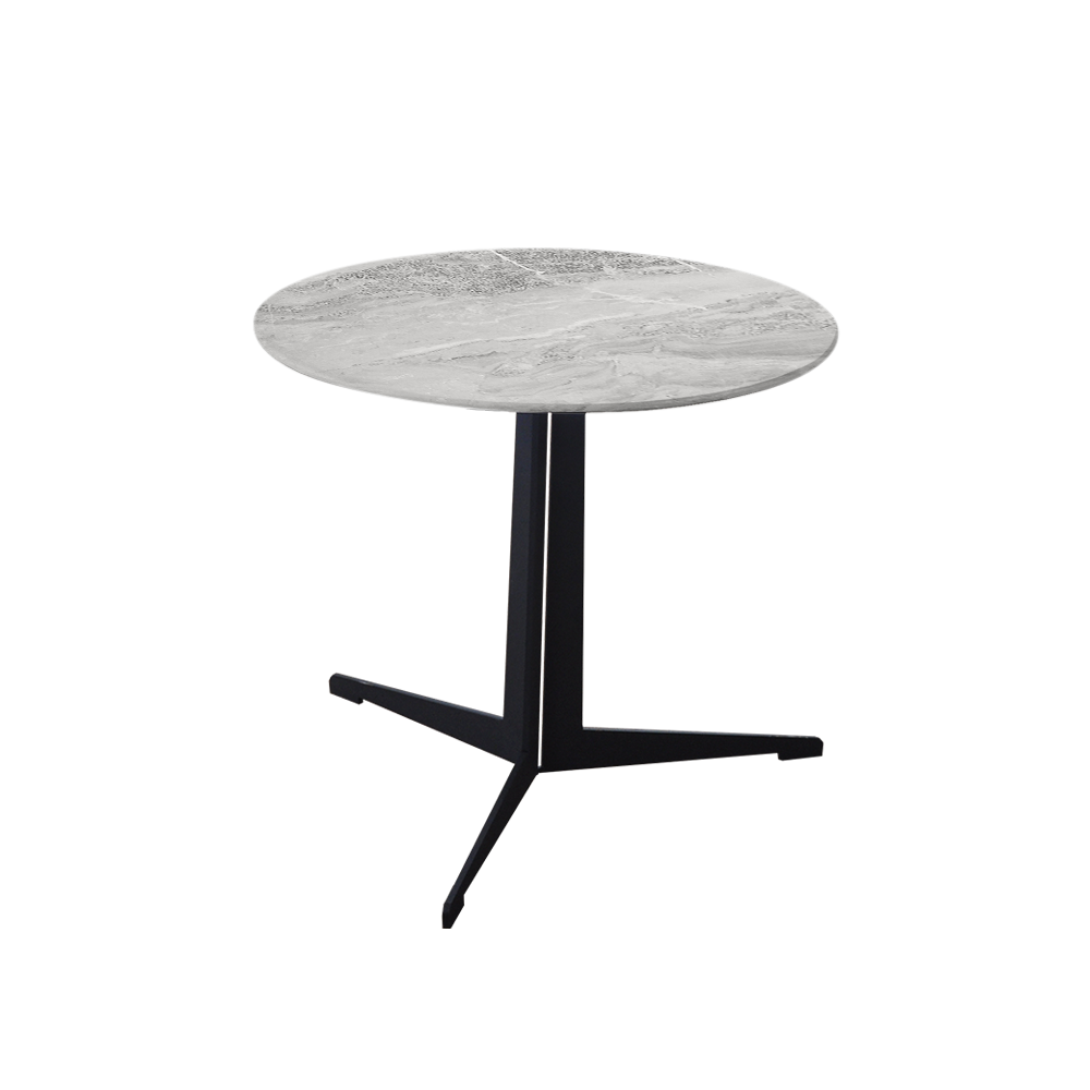 Mix & Match Round Marble Side Table with Black Tree-shaped Metal Base