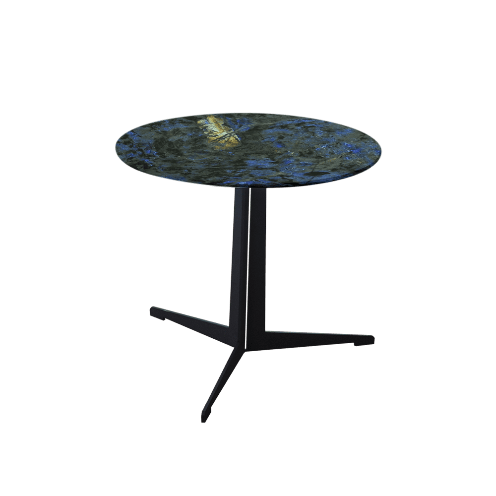Mix & Match Round Marble Side Table with Black Tree-shaped Metal Base
