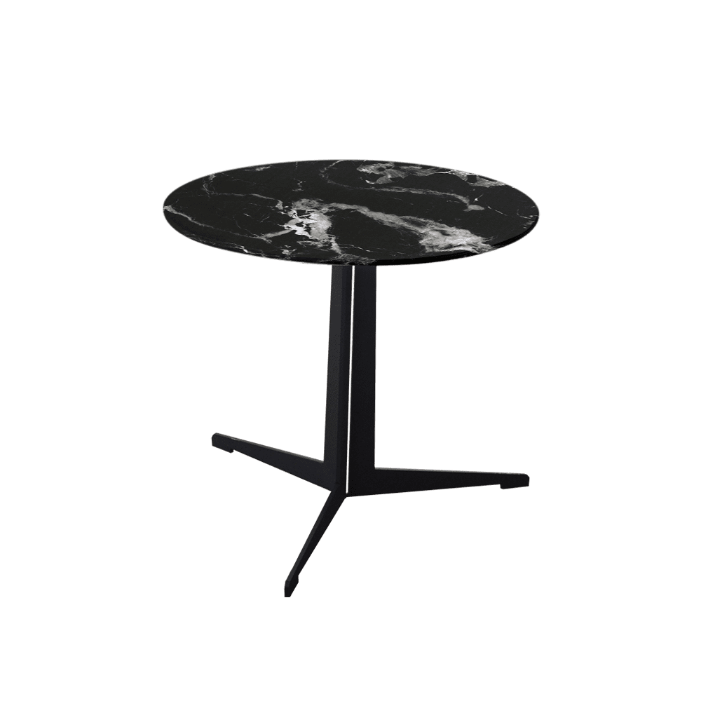 Mix & Match Round Marble Side Table with Black Tree-shaped Metal Base