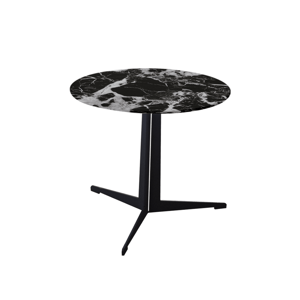 Mix & Match Round Marble Side Table with Black Tree-shaped Metal Base