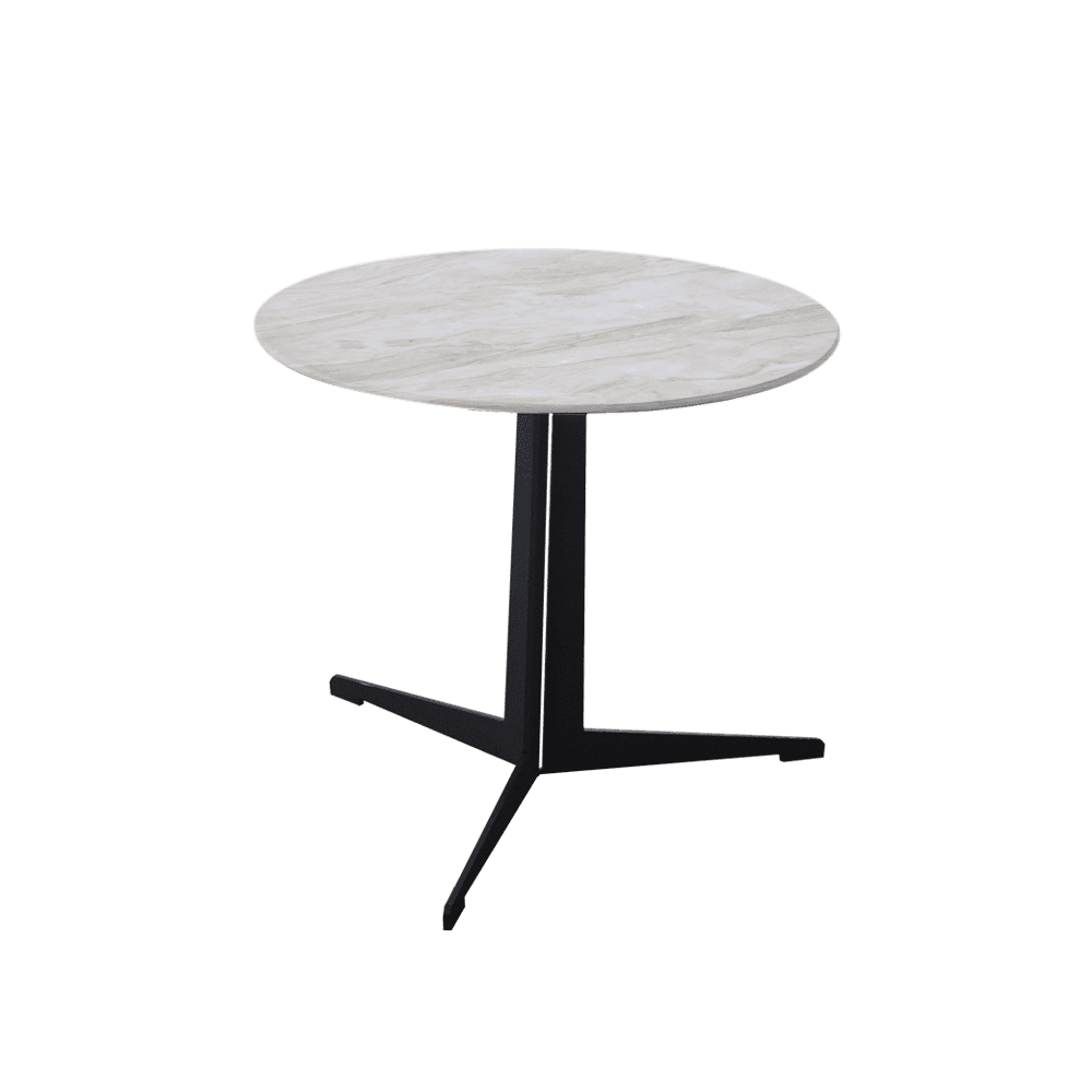 Mix & Match Round Marble Side Table with Black Tree-shaped Metal Base