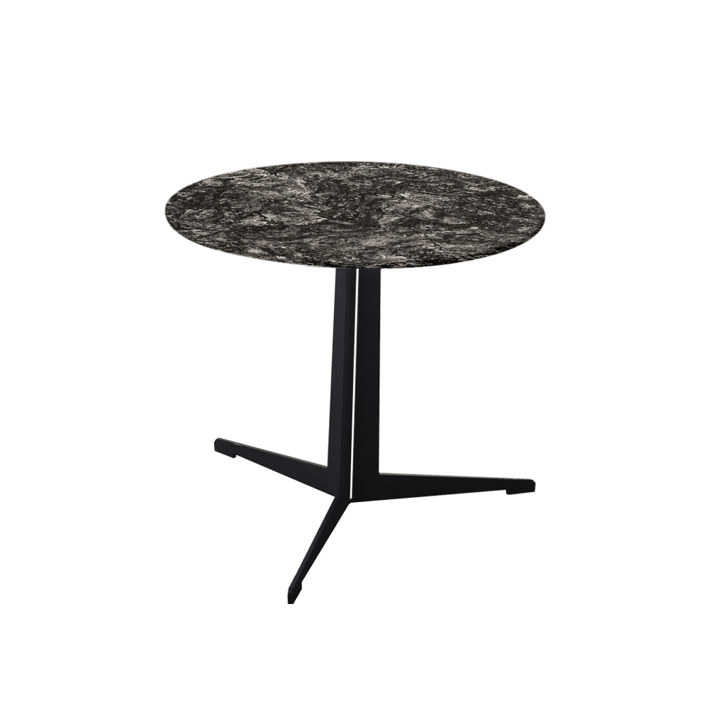 Mix & Match Round Marble Side Table with Black Tree-shaped Metal Base