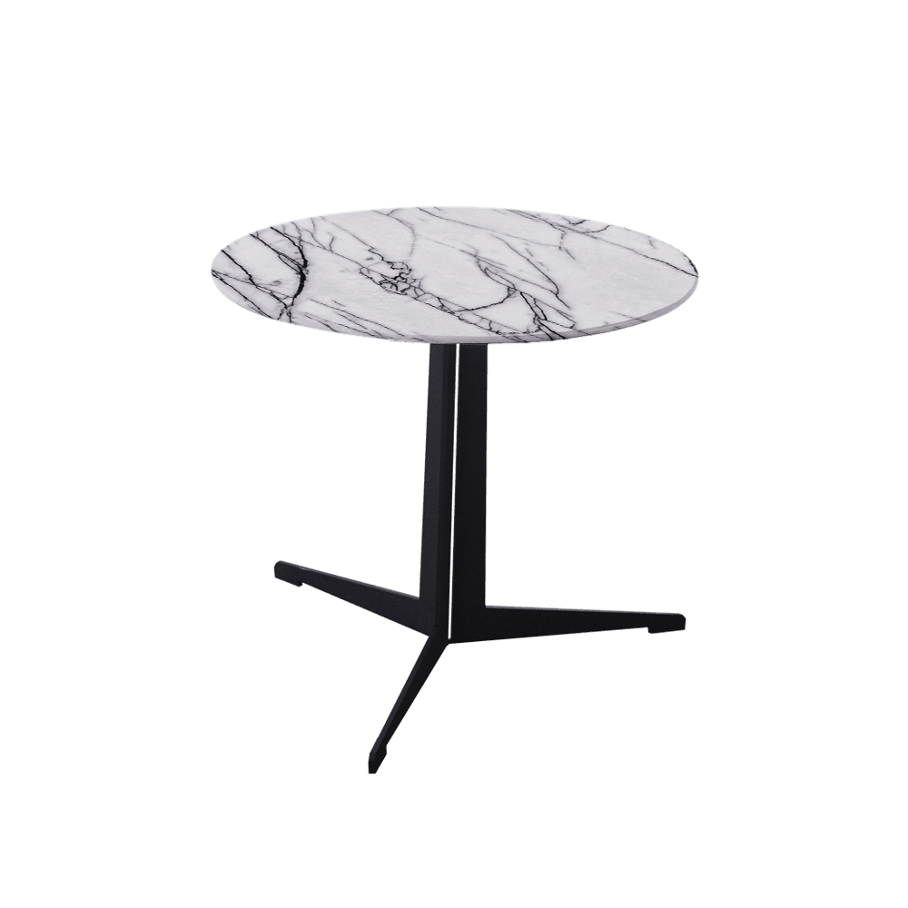 Mix & Match Round Marble Side Table with Black Tree-shaped Metal Base
