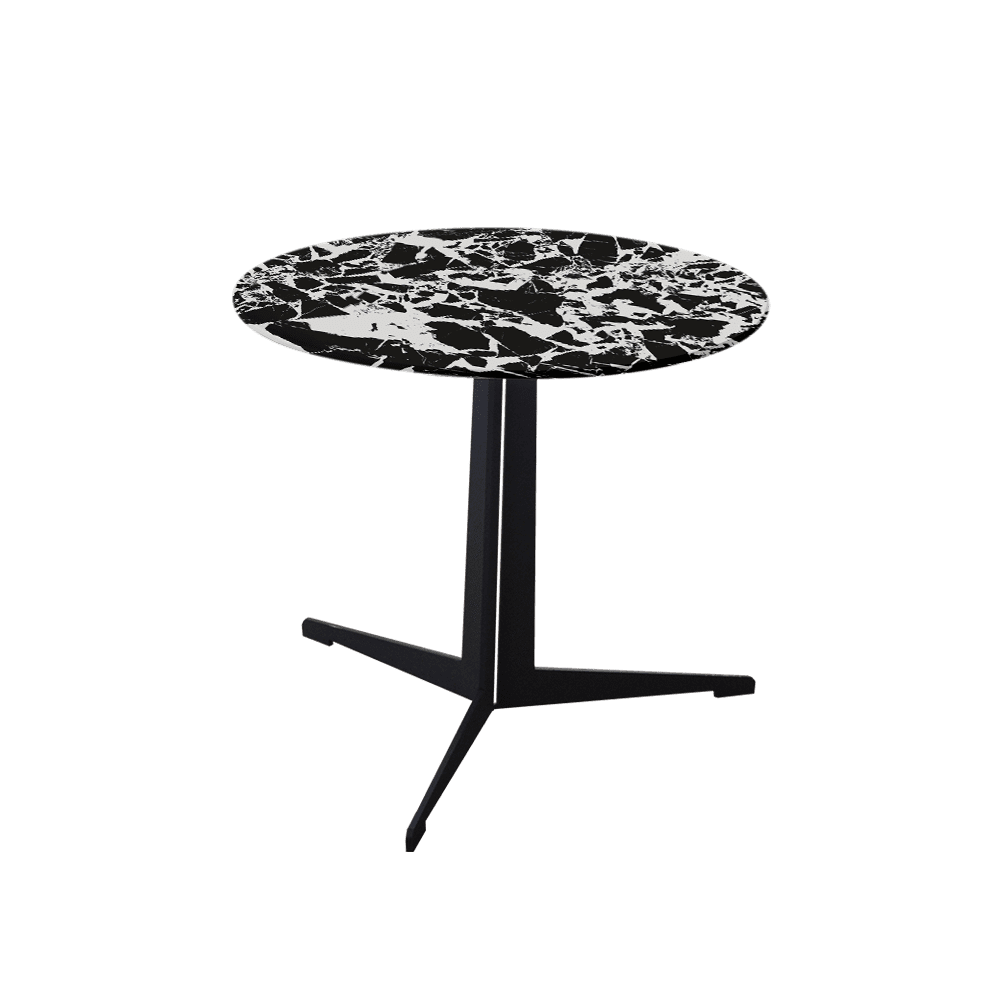 Mix & Match Round Marble Side Table with Black Tree-shaped Metal Base
