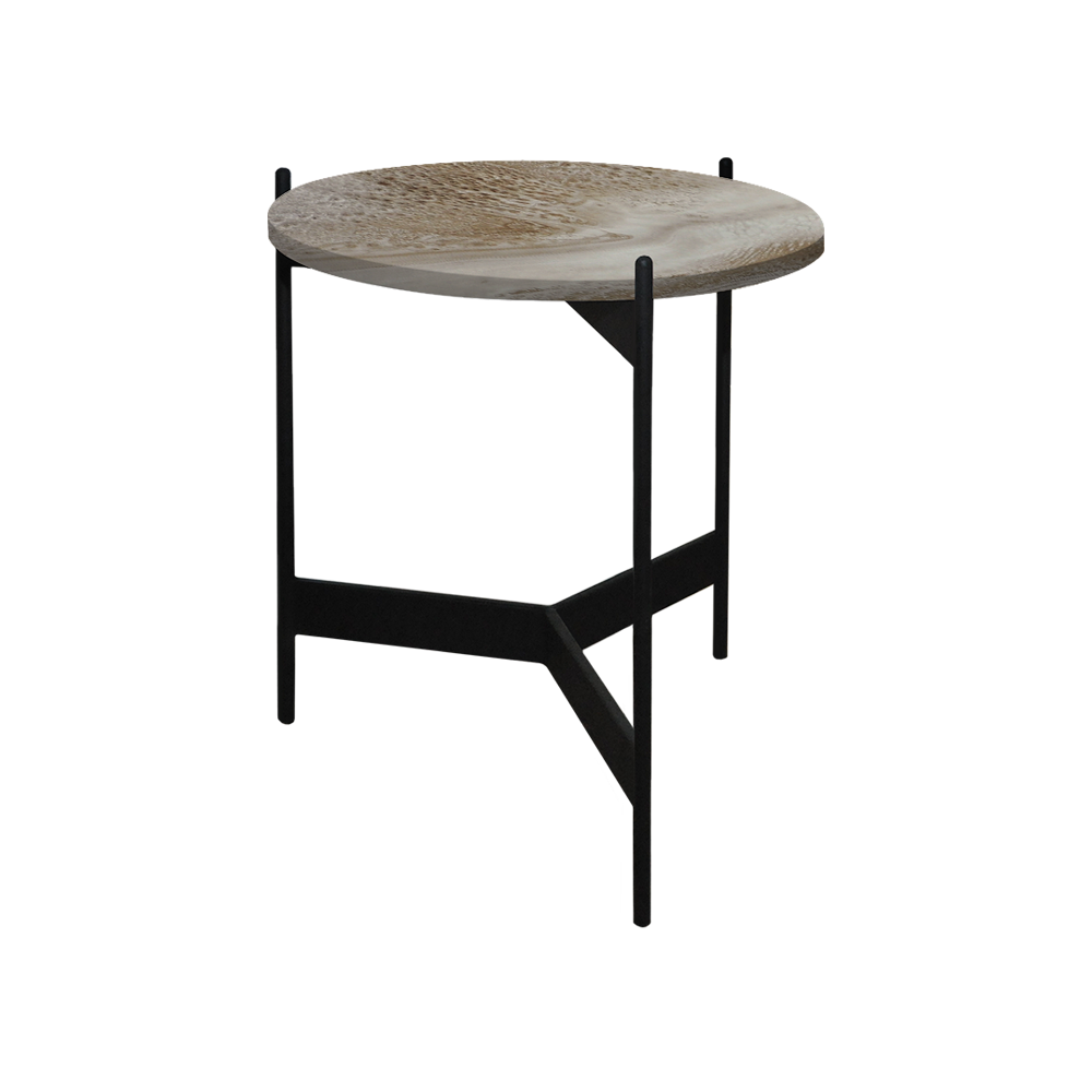 Mix & Match Round Marble Side Table with Black Y-shaped Metal Base