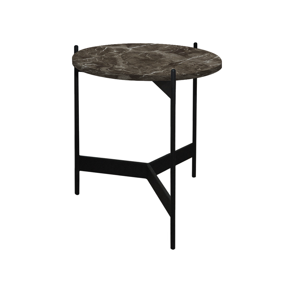 Mix & Match Round Marble Side Table with Black Y-shaped Metal Base