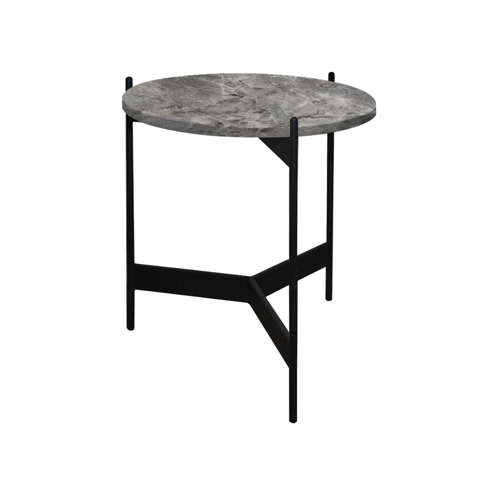 Mix & Match Round Marble Side Table with Black Y-shaped Metal Base