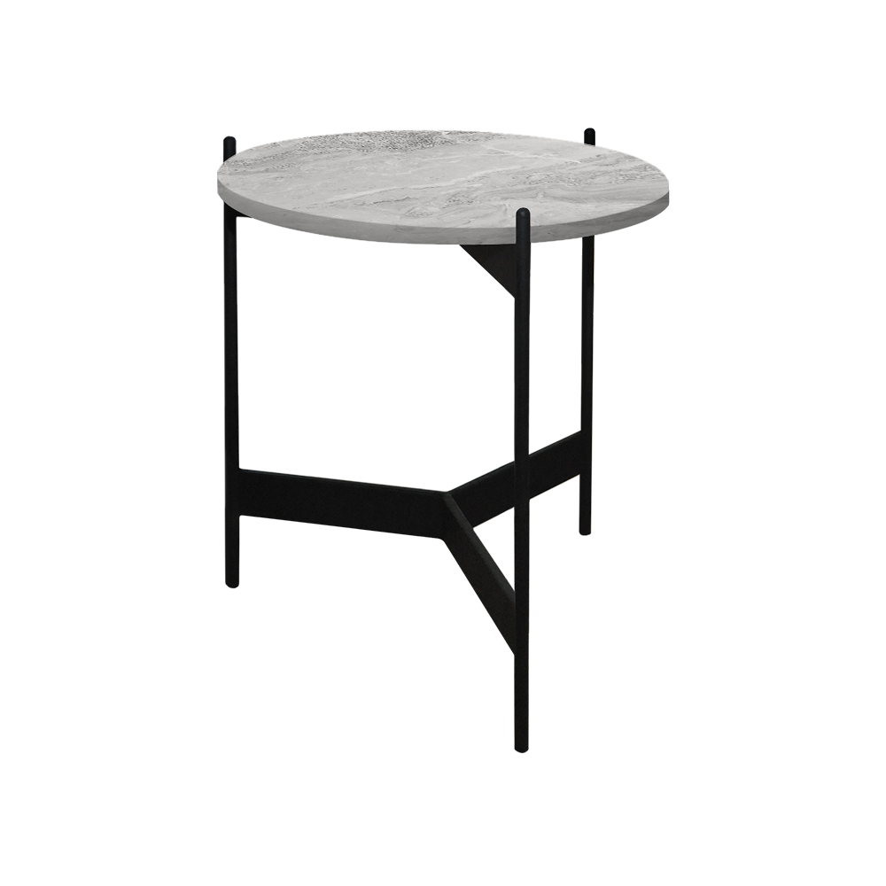 Mix & Match Round Marble Side Table with Black Y-shaped Metal Base