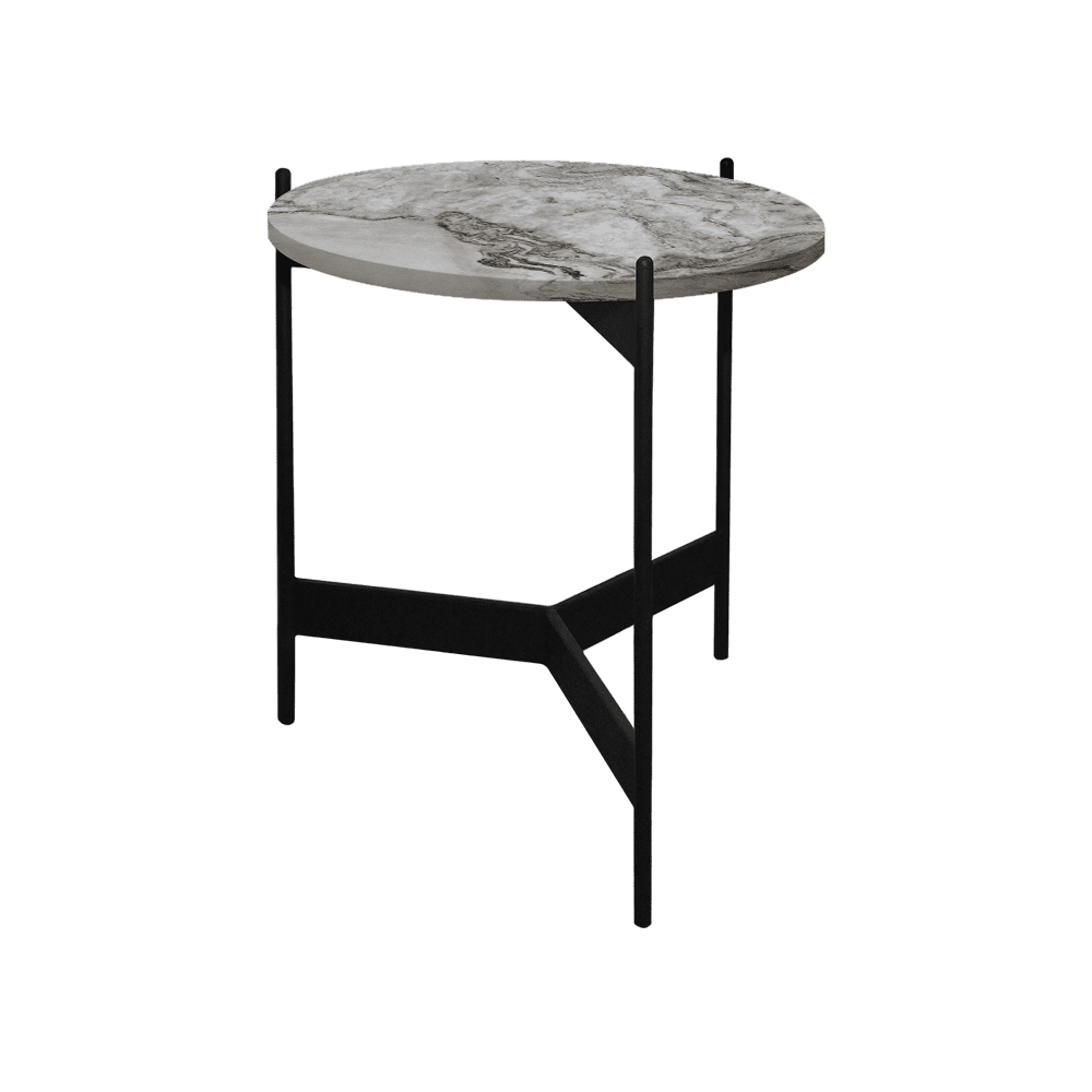 Mix & Match Round Marble Side Table with Black Y-shaped Metal Base