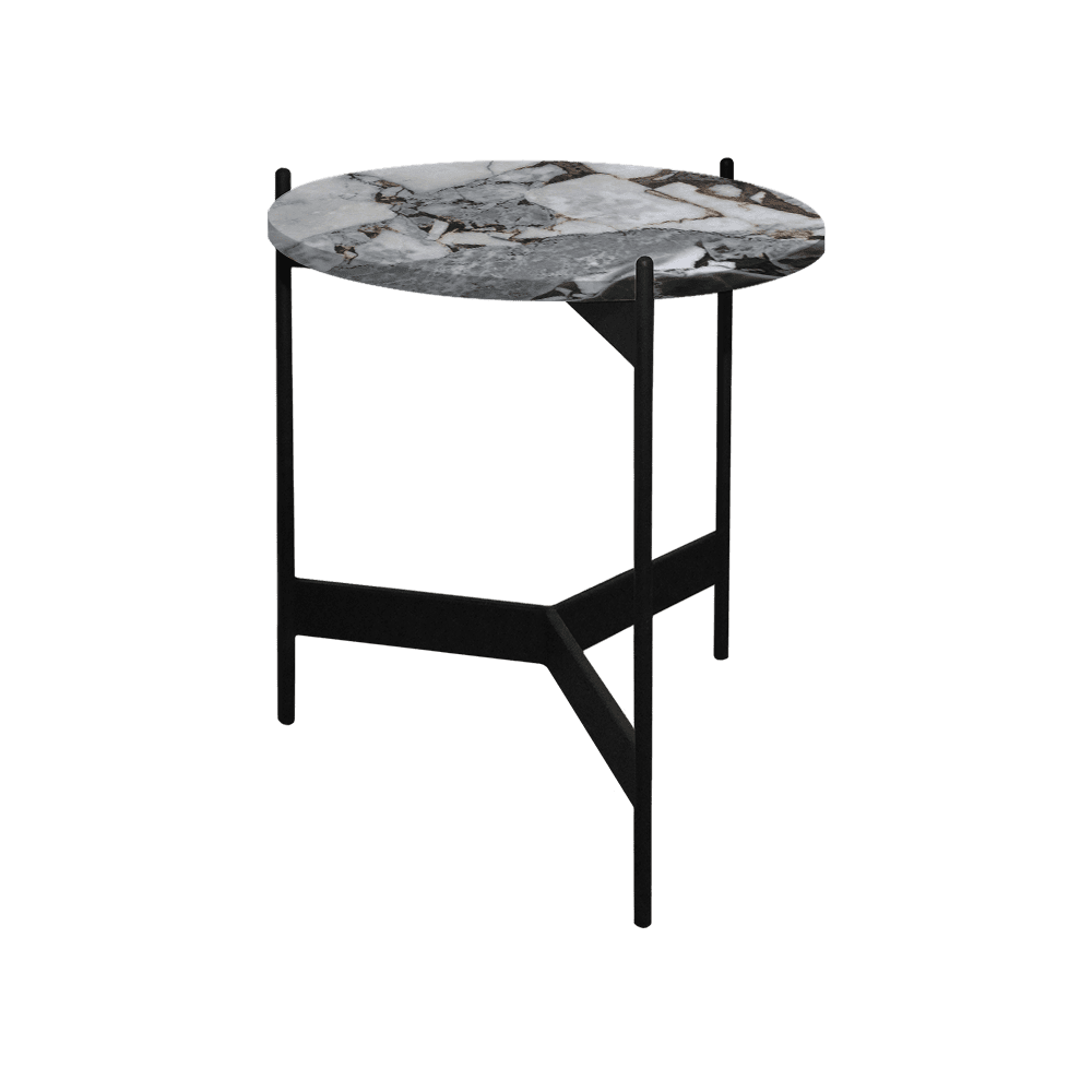 Mix & Match Round Marble Side Table with Black Y-shaped Metal Base