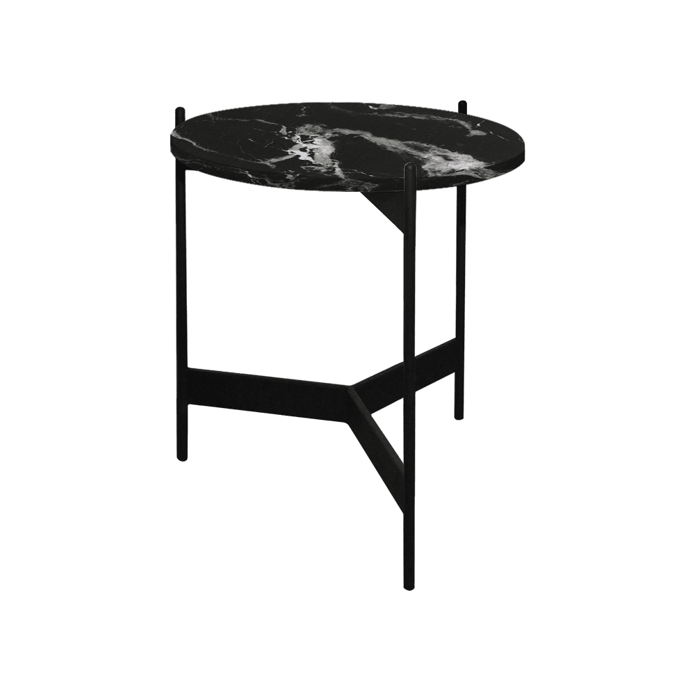 Mix & Match Round Marble Side Table with Black Y-shaped Metal Base
