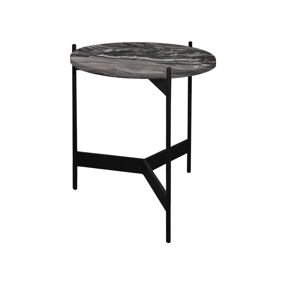 Mix & Match Round Marble Side Table with Black Y-shaped Metal Base