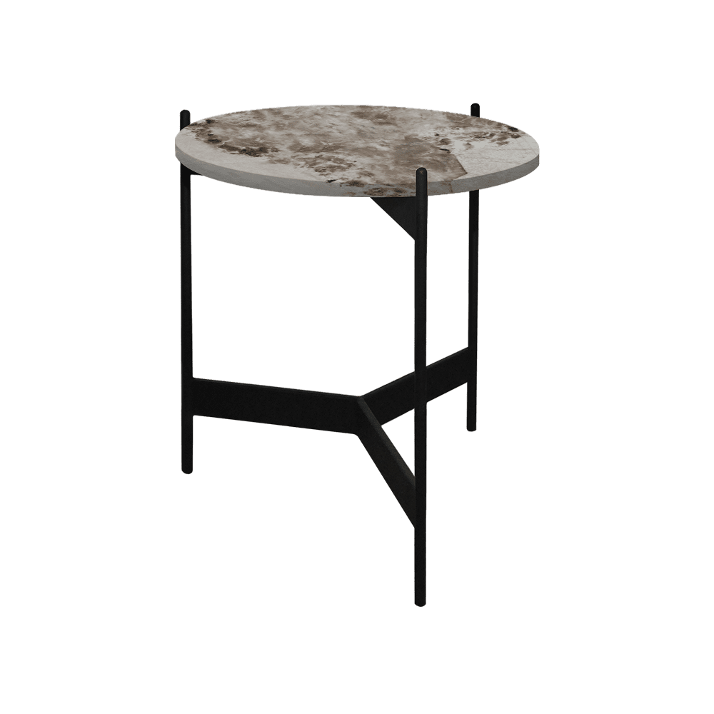 Mix & Match Round Marble Side Table with Black Y-shaped Metal Base