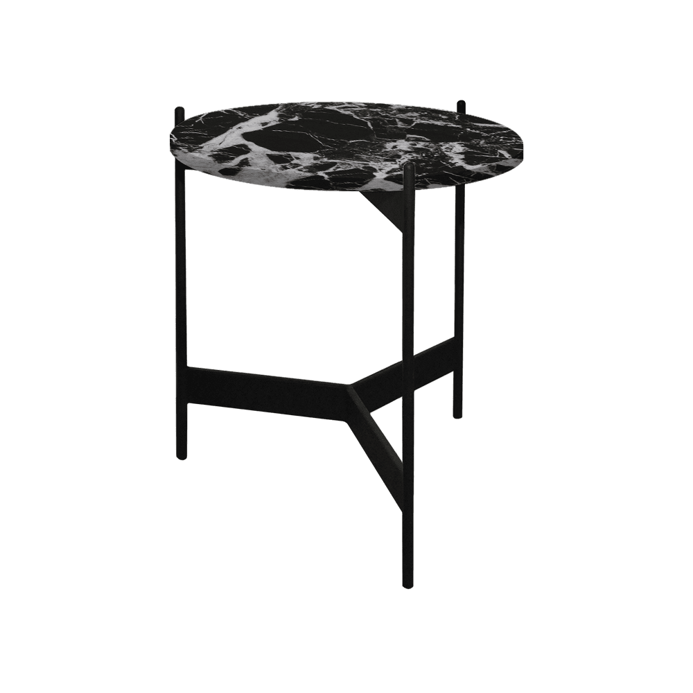 Mix & Match Round Marble Side Table with Black Y-shaped Metal Base