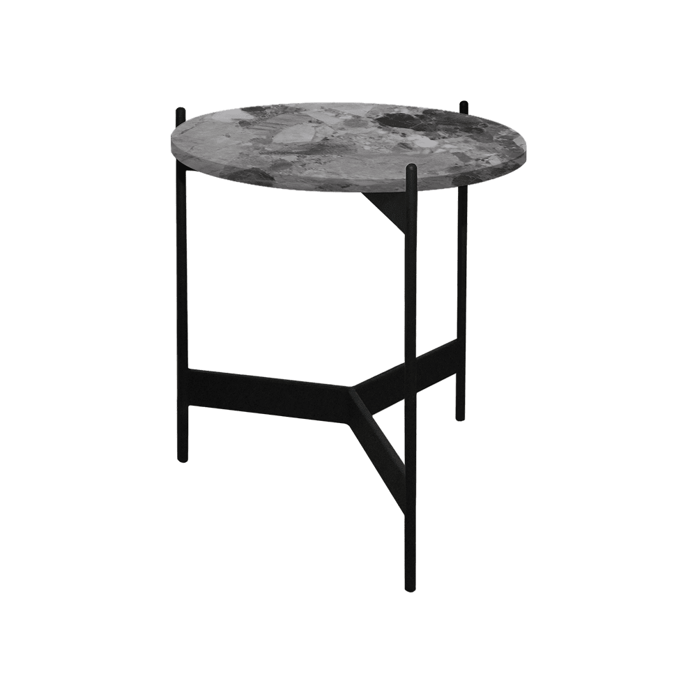 Mix & Match Round Marble Side Table with Black Y-shaped Metal Base