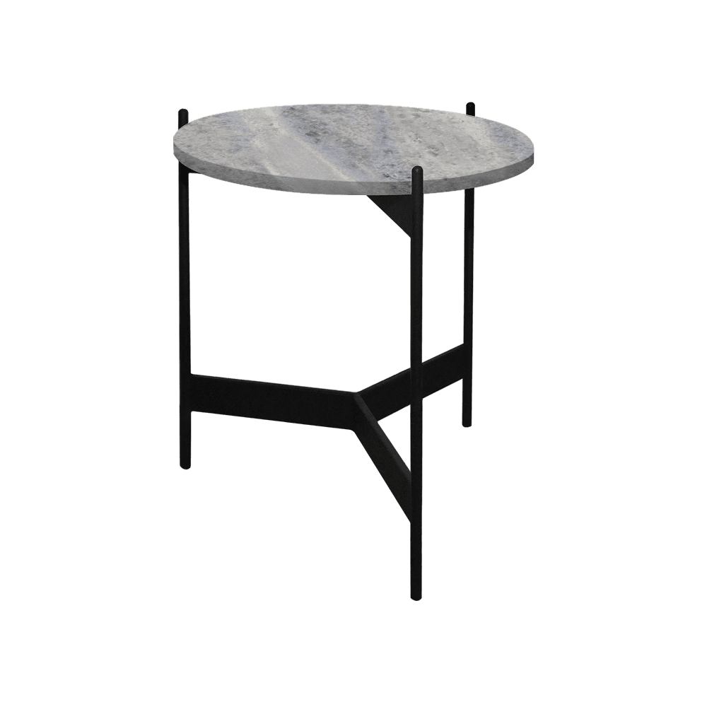 Mix & Match Round Marble Side Table with Black Y-shaped Metal Base