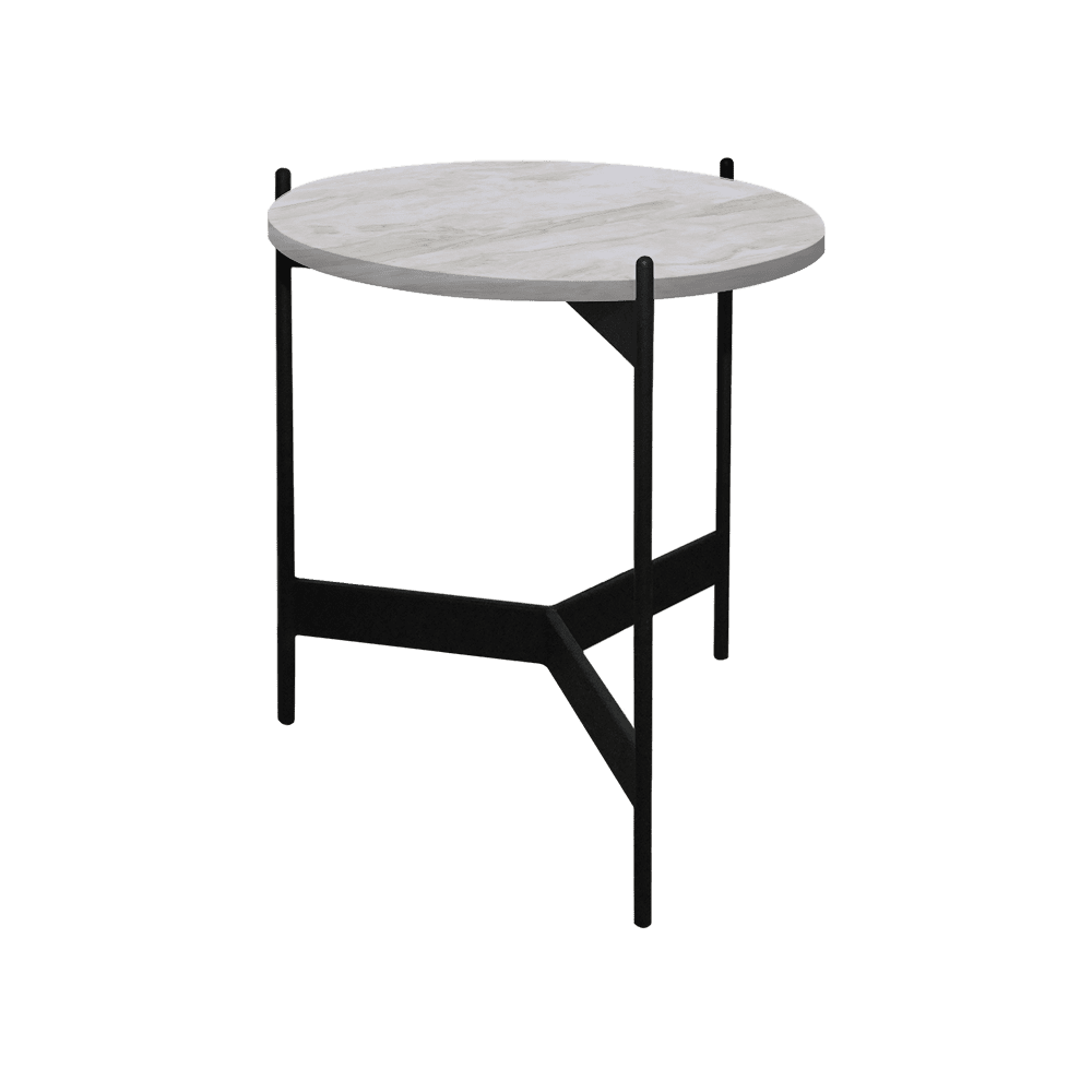 Mix & Match Round Marble Side Table with Black Y-shaped Metal Base