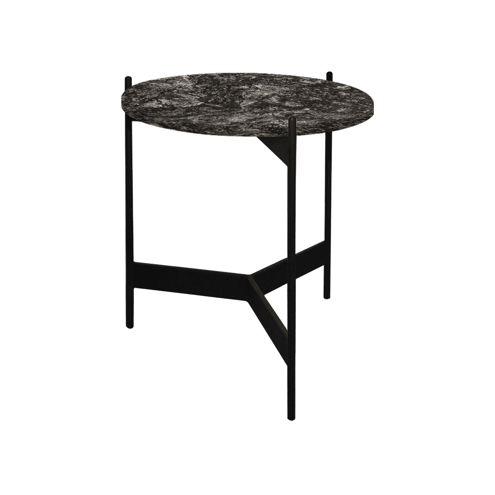 Mix & Match Round Marble Side Table with Black Y-shaped Metal Base