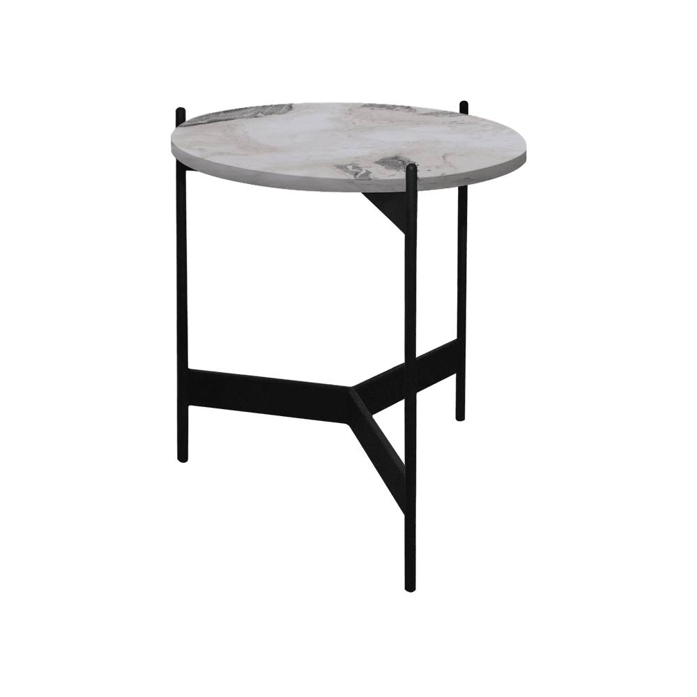 Mix & Match Round Marble Side Table with Black Y-shaped Metal Base