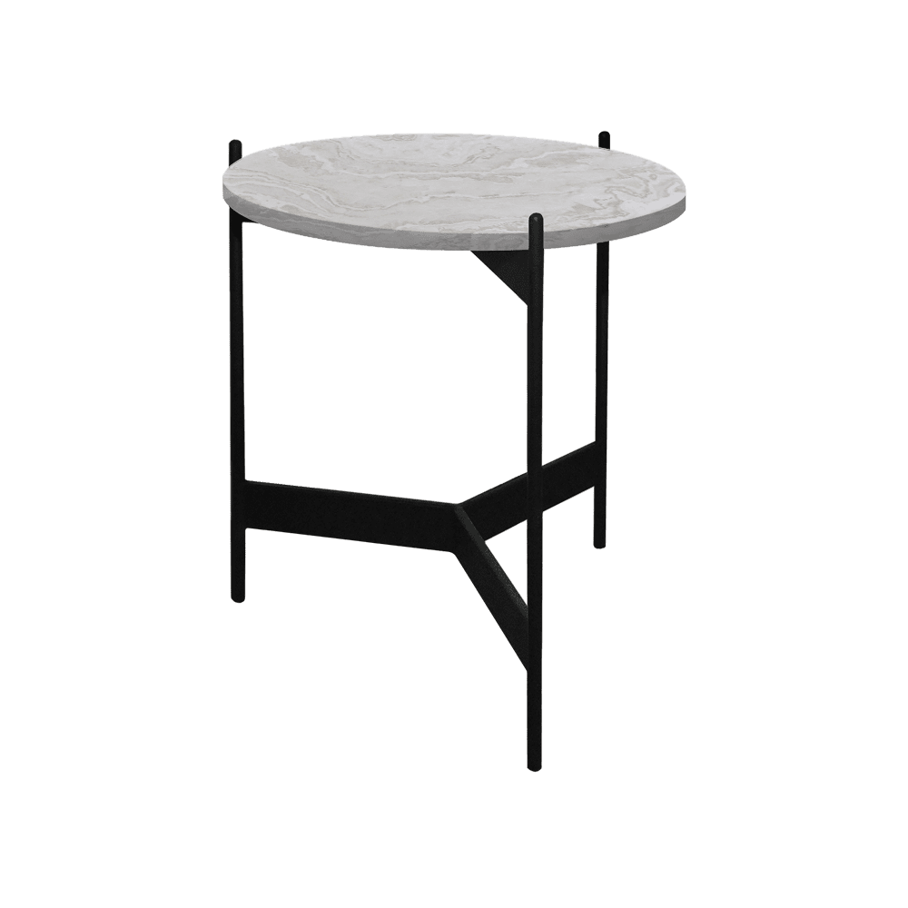 Mix & Match Round Marble Side Table with Black Y-shaped Metal Base