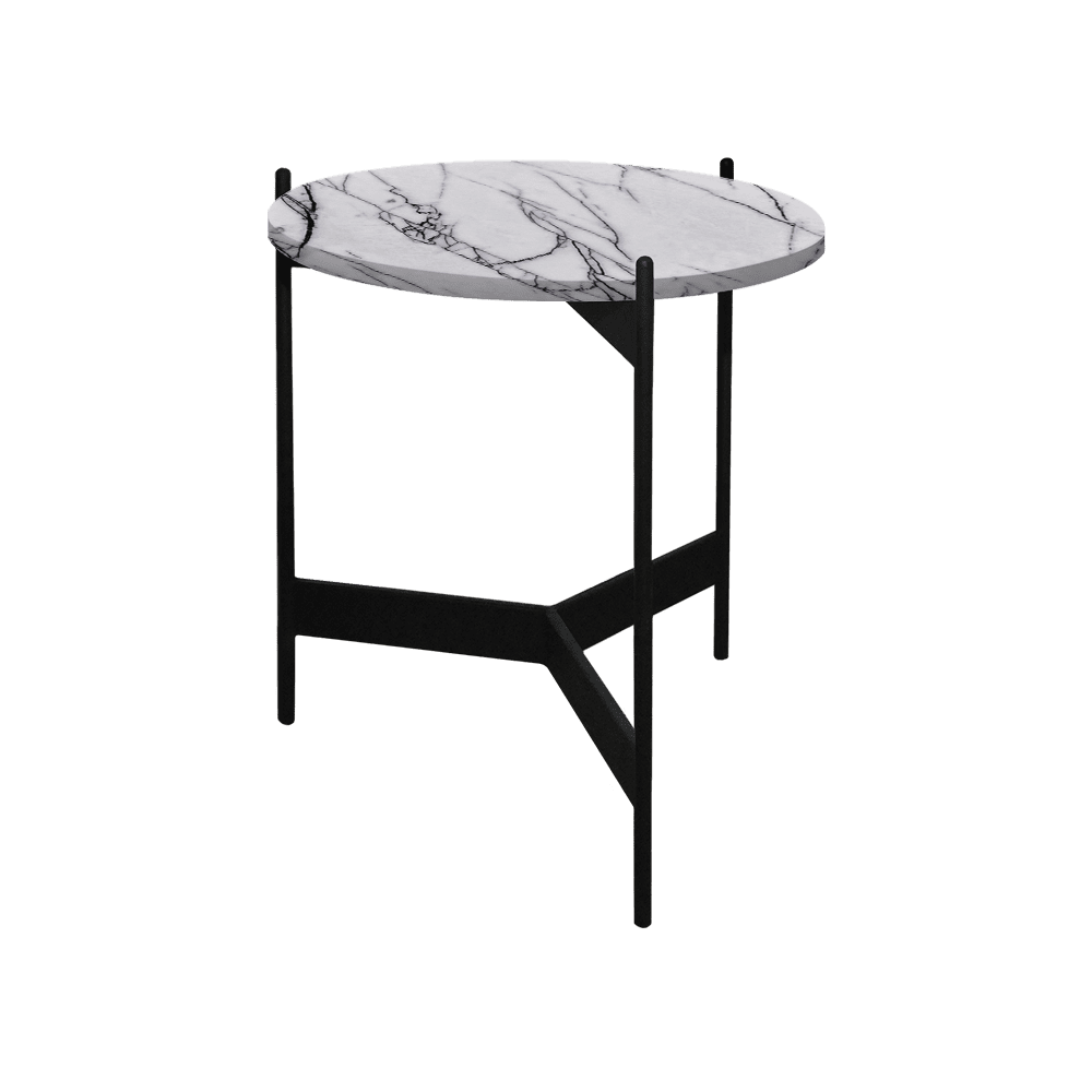 Mix & Match Round Marble Side Table with Black Y-shaped Metal Base