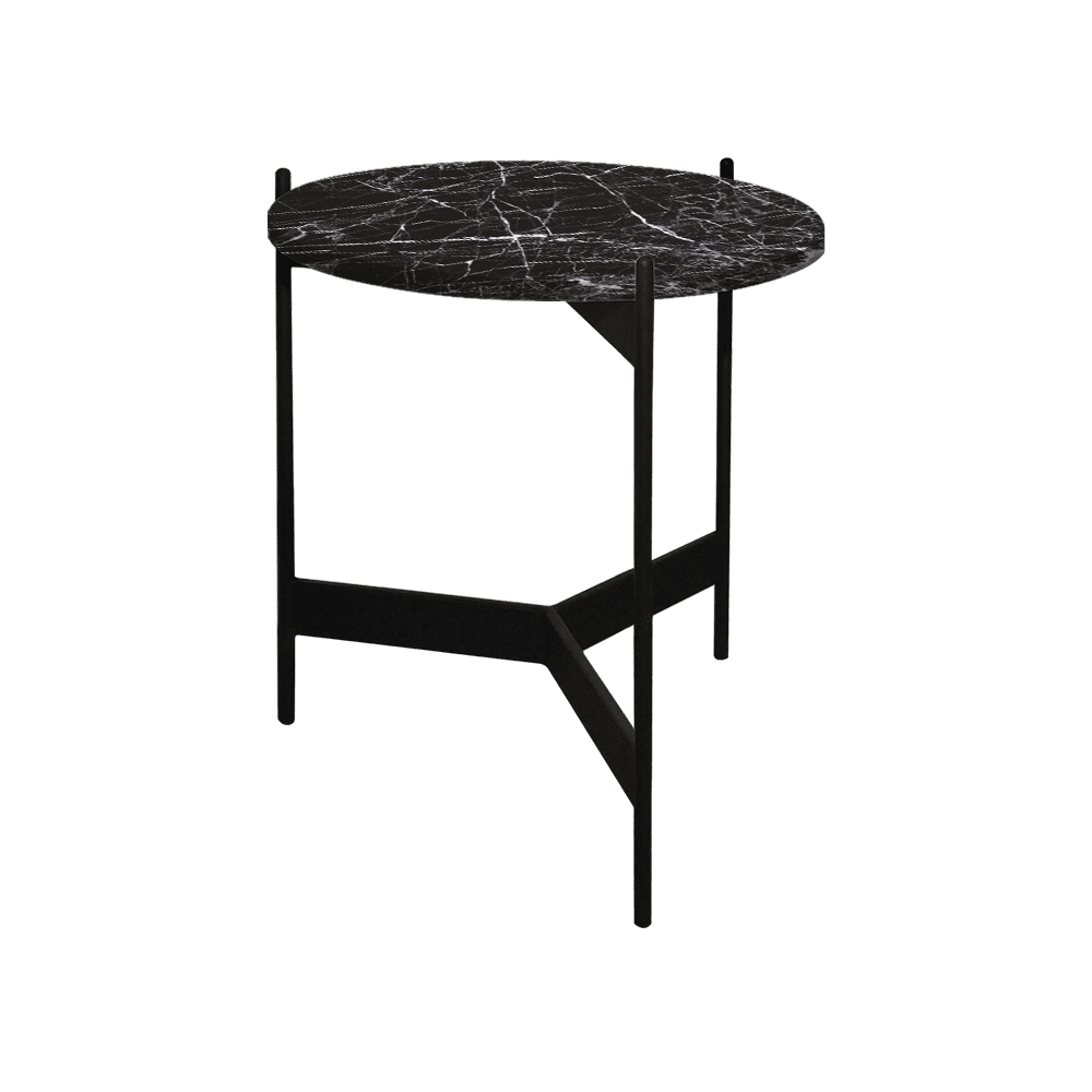 Mix & Match Round Marble Side Table with Black Y-shaped Metal Base
